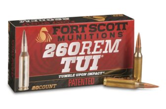 Fort Scott Munitions 260 Rem TUI box with two cartridges, designed for optimal performance and impact.