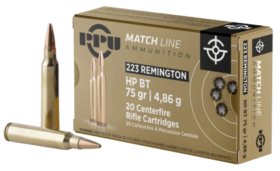 PPU Match 223 Rem 75 Gr HPBT 20 Rounds (Box)