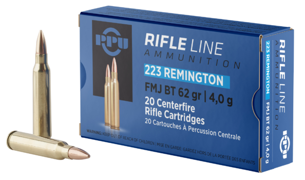 PPU Standard Rifle 223 Rem 62 Gr FMJ BT 20 Rounds (Box)